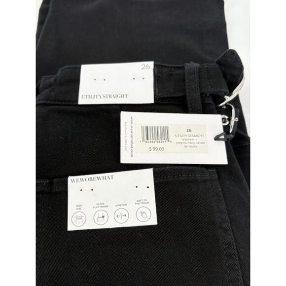 We Wore What Utility Straight Stretch Twill Cargo Jeans in Black – NWT – Size 26 - Picture 4 of 7